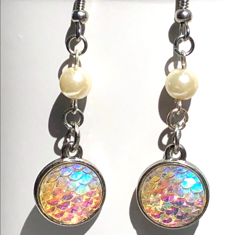 Mermaid Scale Earring with Pearl